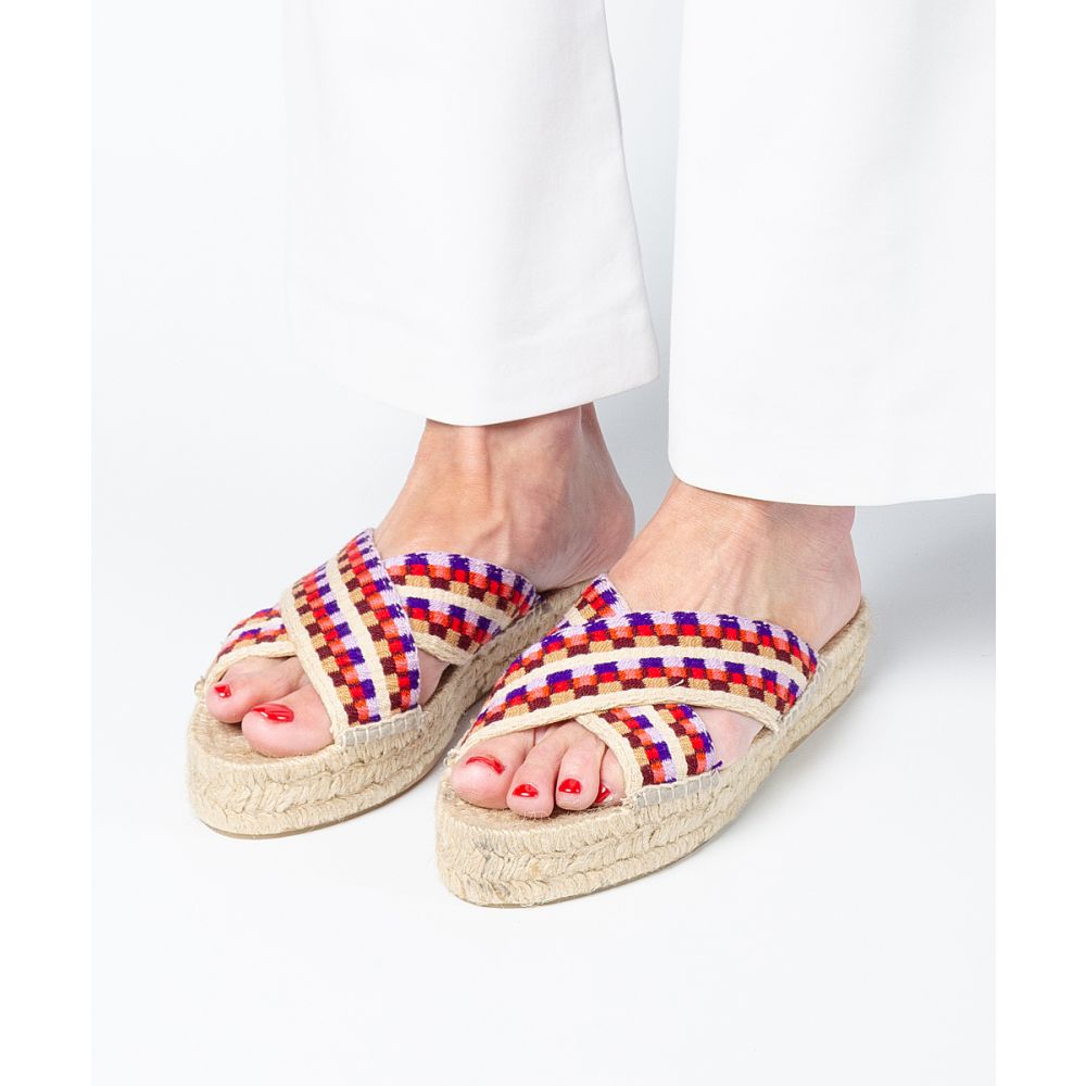 ESPADRILLE WITH CROSSED BAND - PURPLE & RED