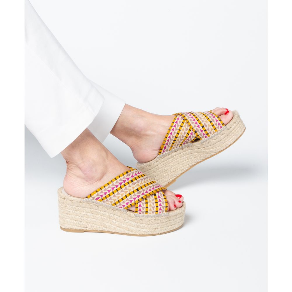 ESPADRILLE GALA- YELLOW & PINK