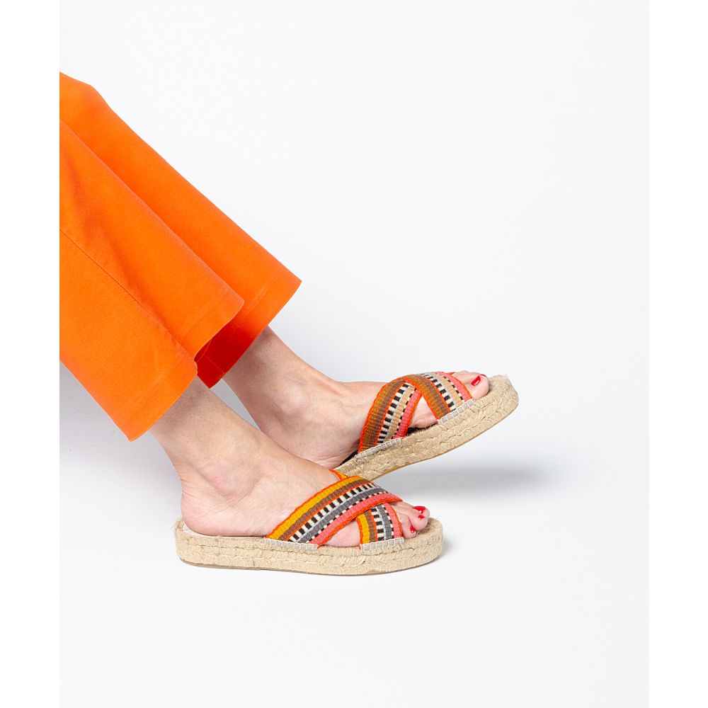 ESPADRILLE WITH CROSSED BAND - SS24 COLLECTION - ORANGE & BLACK