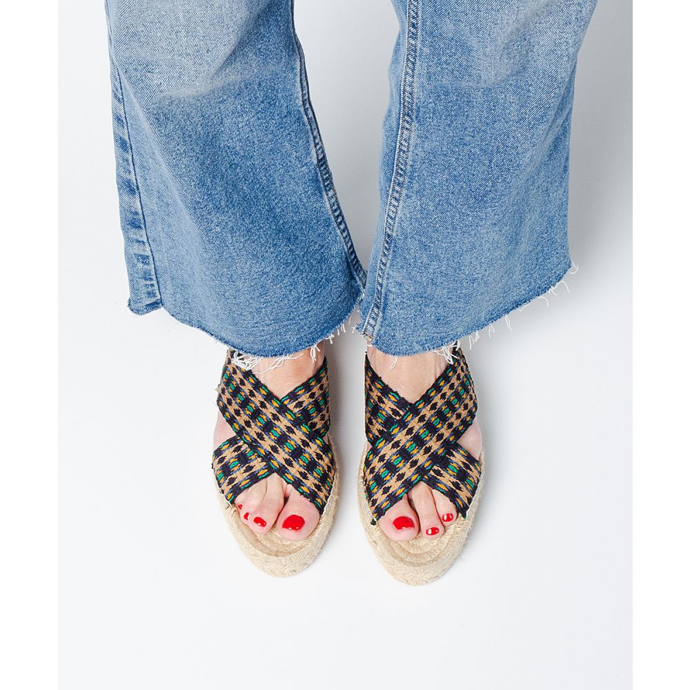 ESPADRILLE WITH CROSSED BAND - BAKERSFIELD - BLUE & GREEN