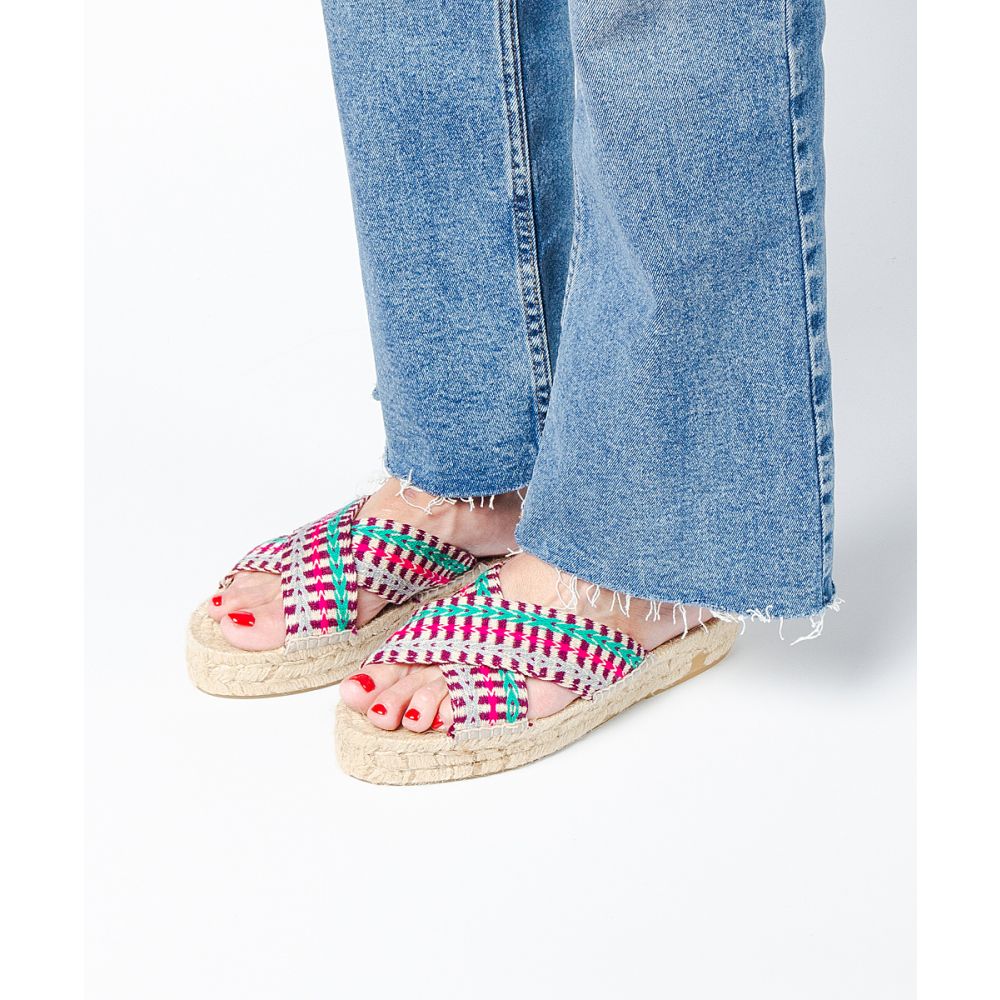 ESPADRILLE WITH CROSSED BAND - IRVINE - FUCHSIA & BORDEAUX