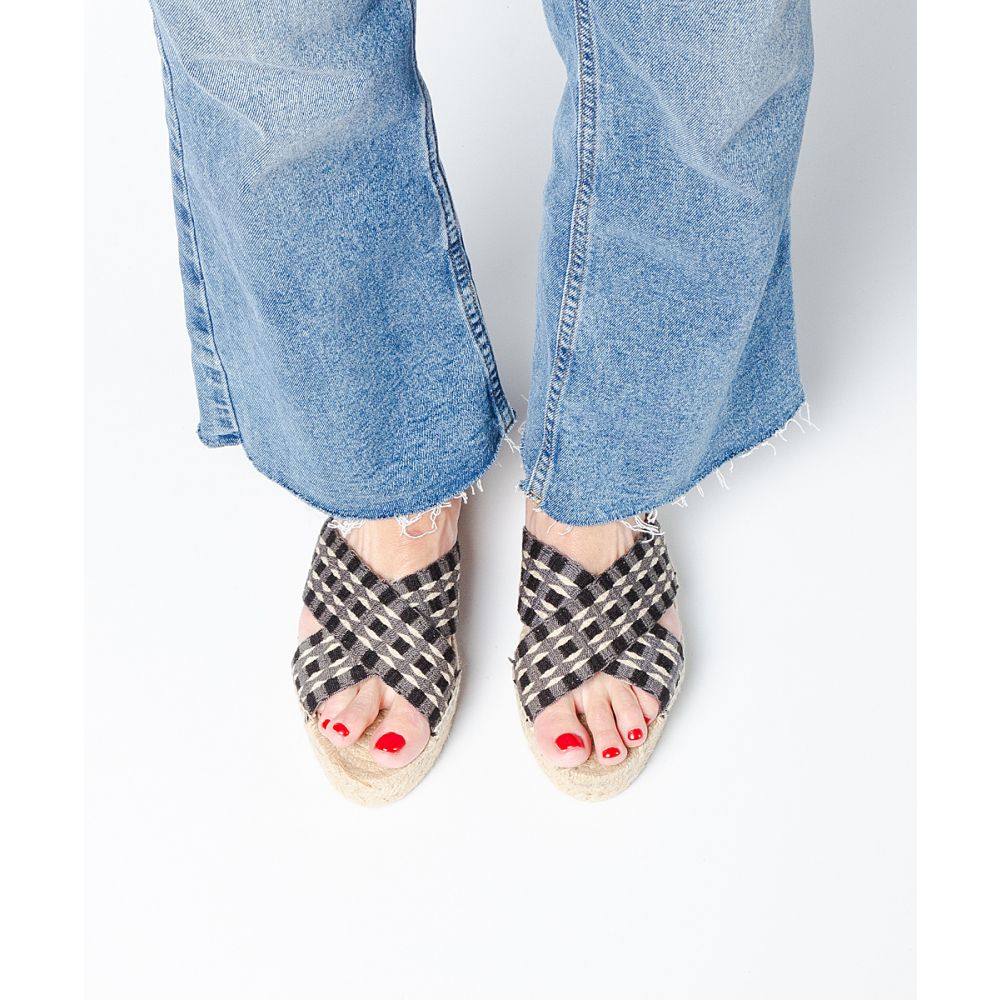 ESPADRILLE WITH CROSSED BAND - SACRAMENTO - Grey & Black