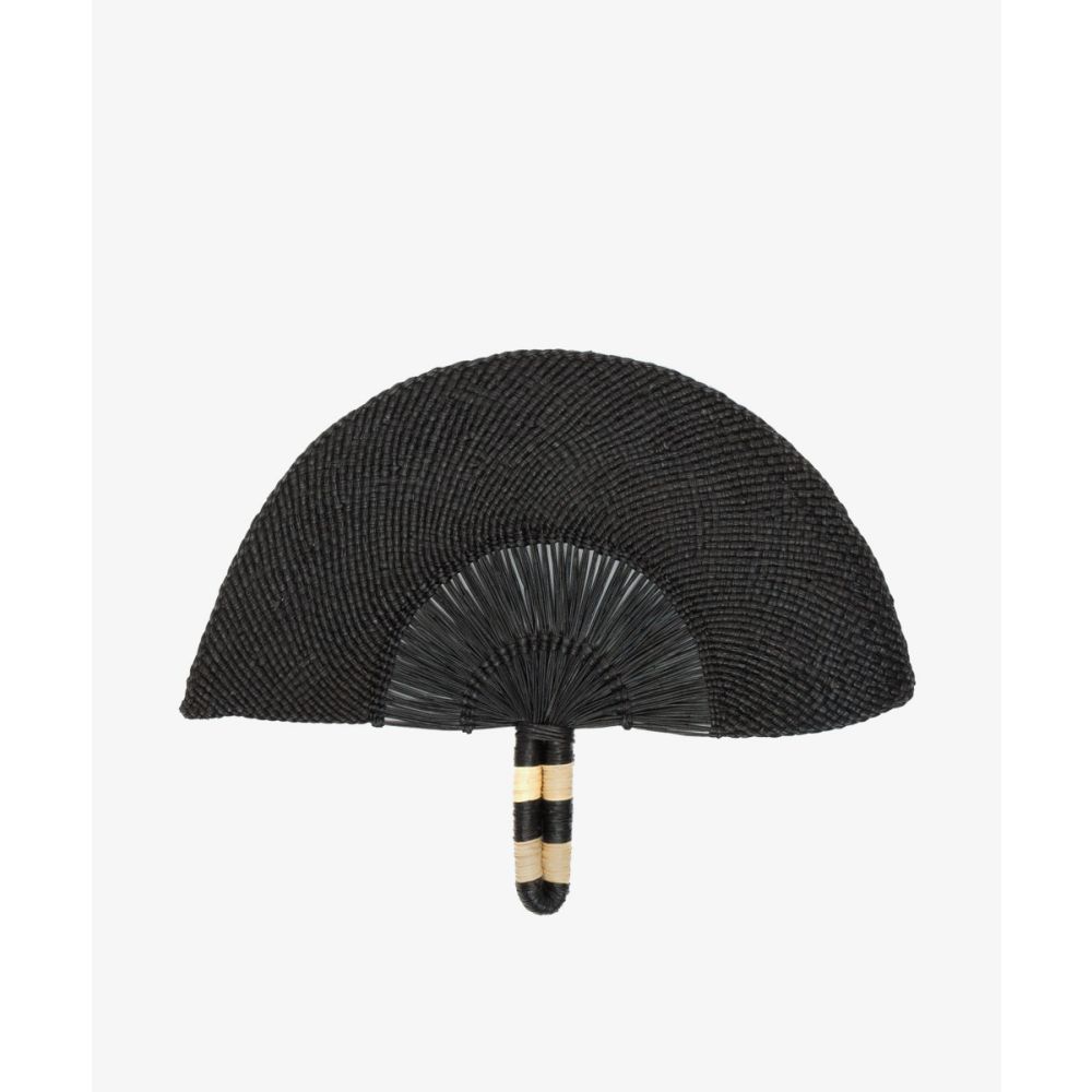 Handwoven fan - BLACK & BEIGE