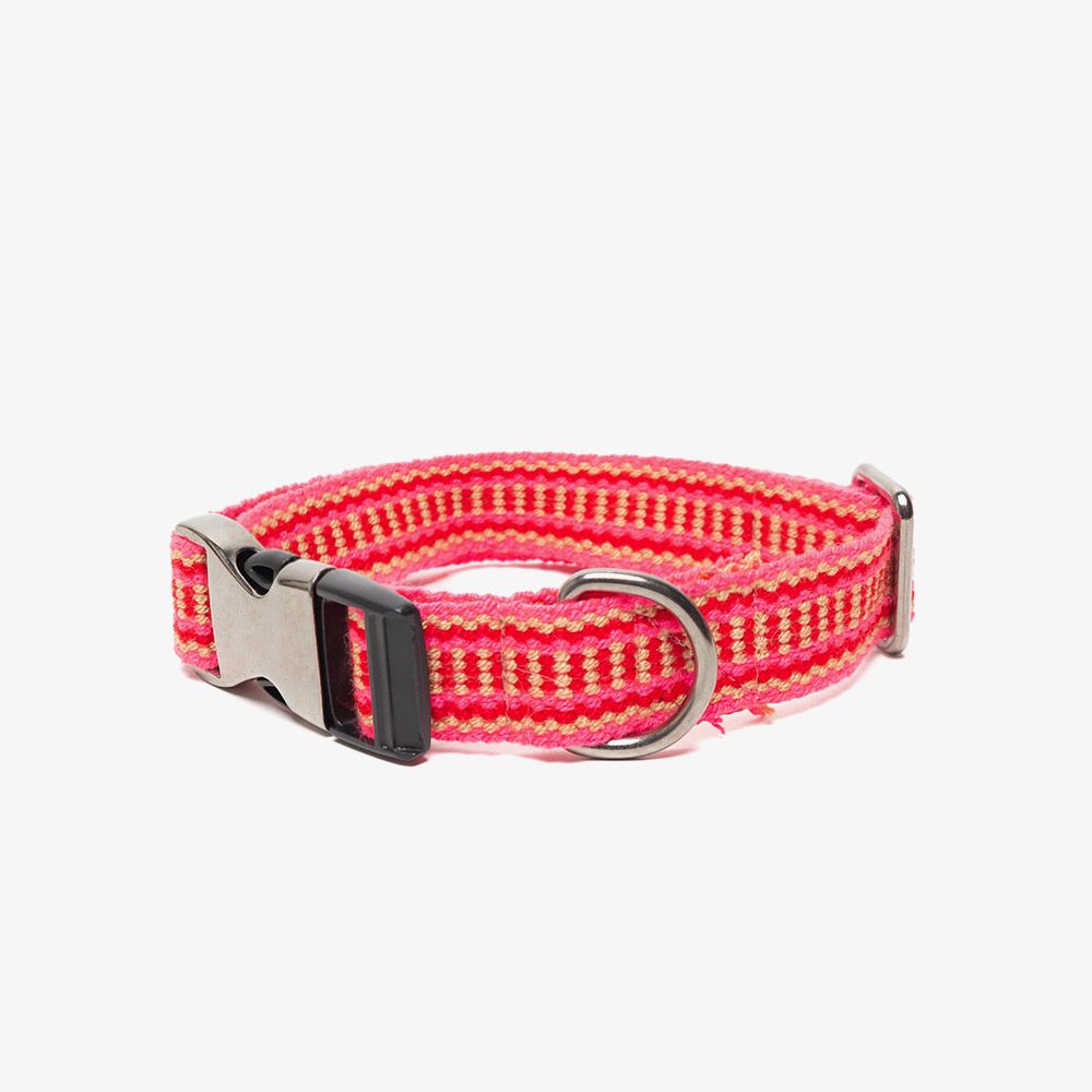 SMALL/MED DOG COLLAR - PINK & RED