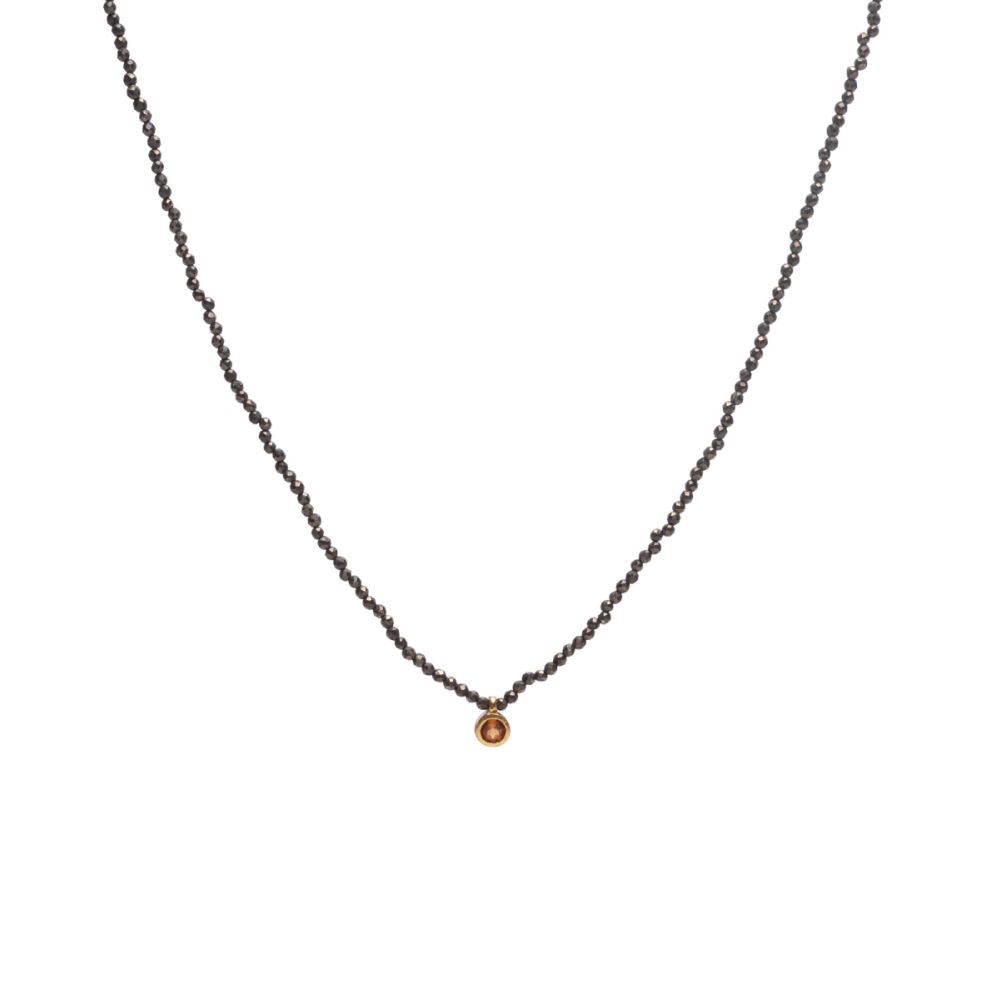Elvira necklace - Black pyrite with semi precious stone pendant