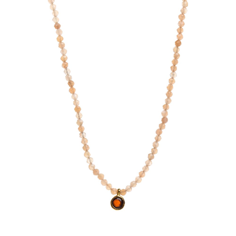Elvira necklace - Rhodocrosite with semi precious stone pendant