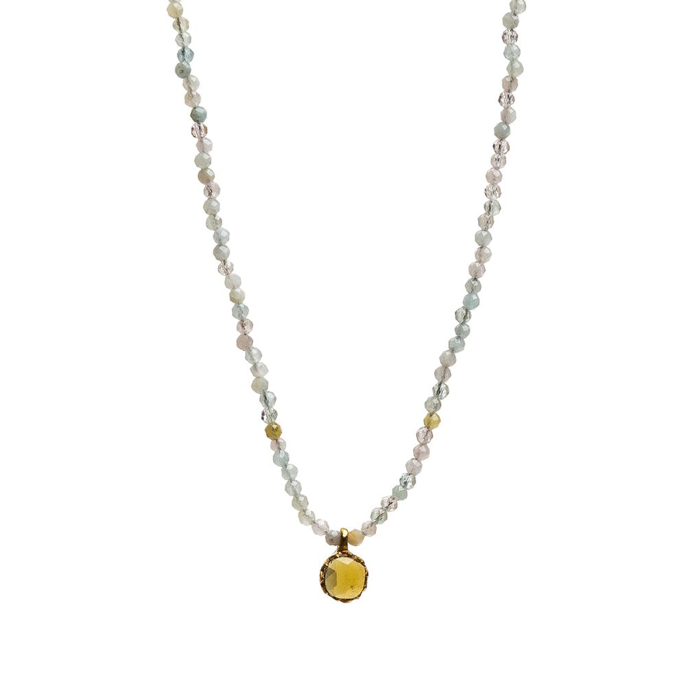 Elvira necklace - Morganite with semi precious stone pendant
