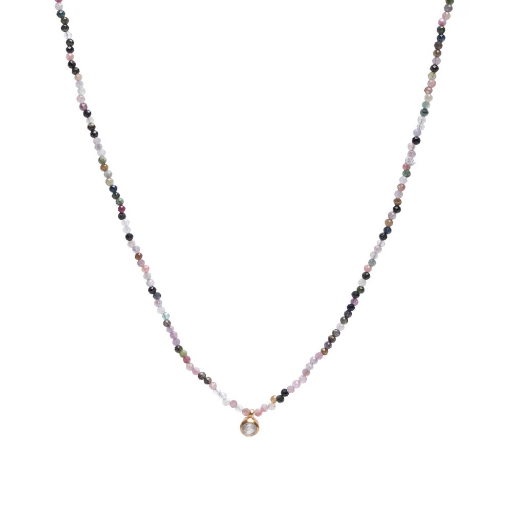 Elvira necklace - Tourmaline with semi precious stone pendant