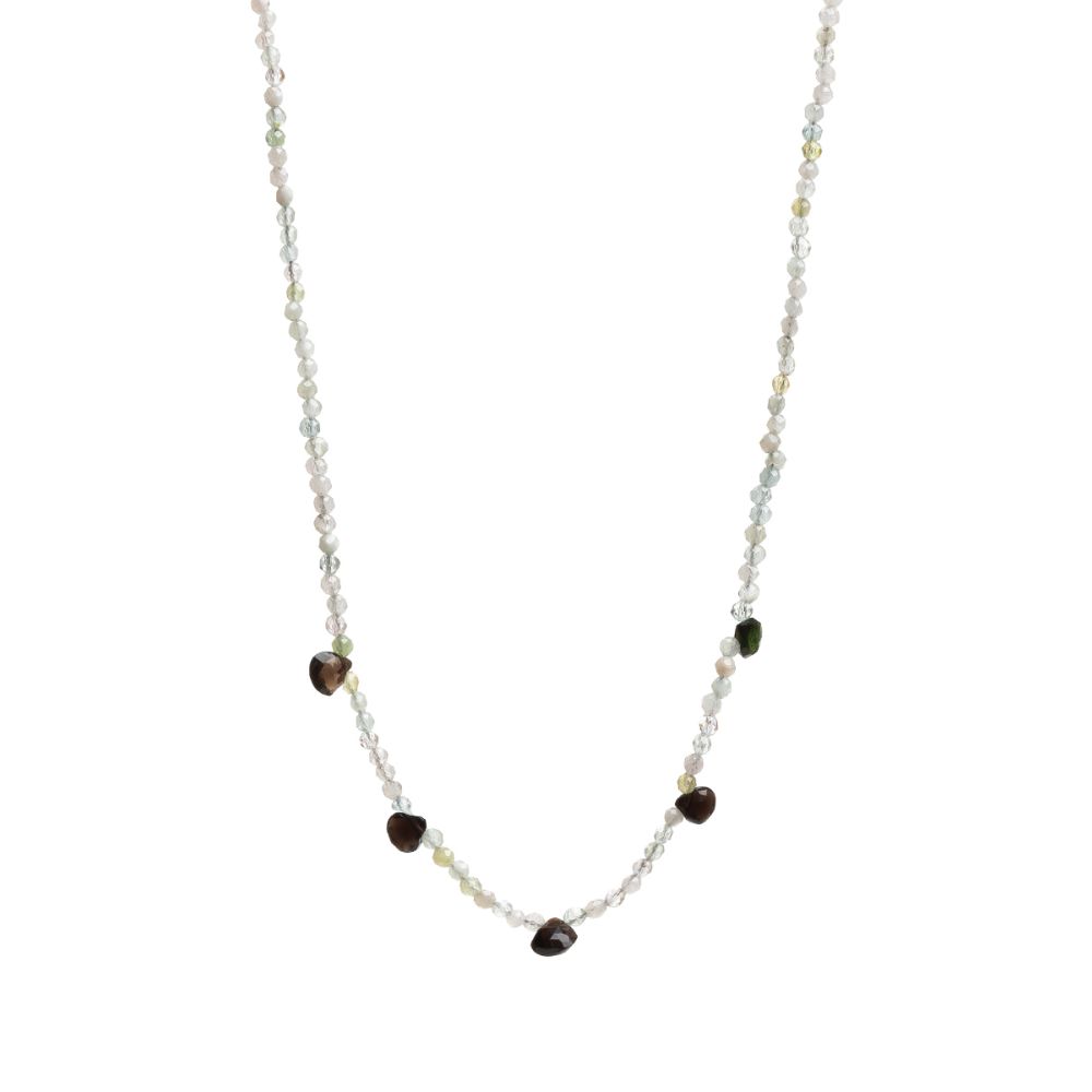 Martha necklace - Morganite with 5 semi precious stones drops