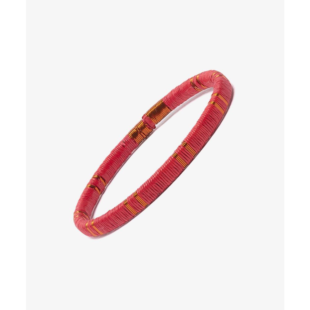 Werregue Color Bracelet, 5 mm, Unit - RED & METALIC BROWN DOUBLE STRIPE