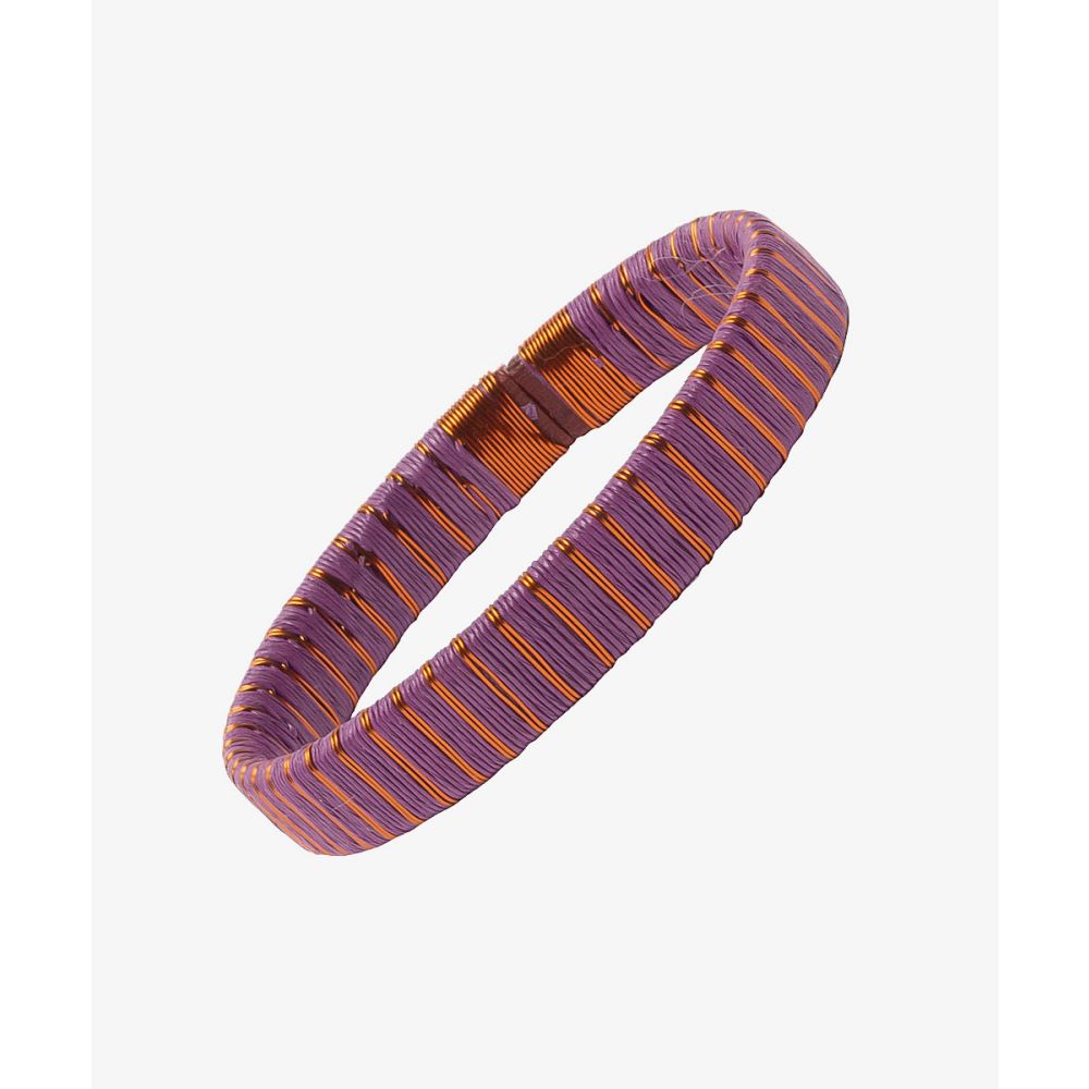 Werregue Color Bracelet, 1 cm, Unit -PURPLE & METALIC BROWN MULTI STRIPES