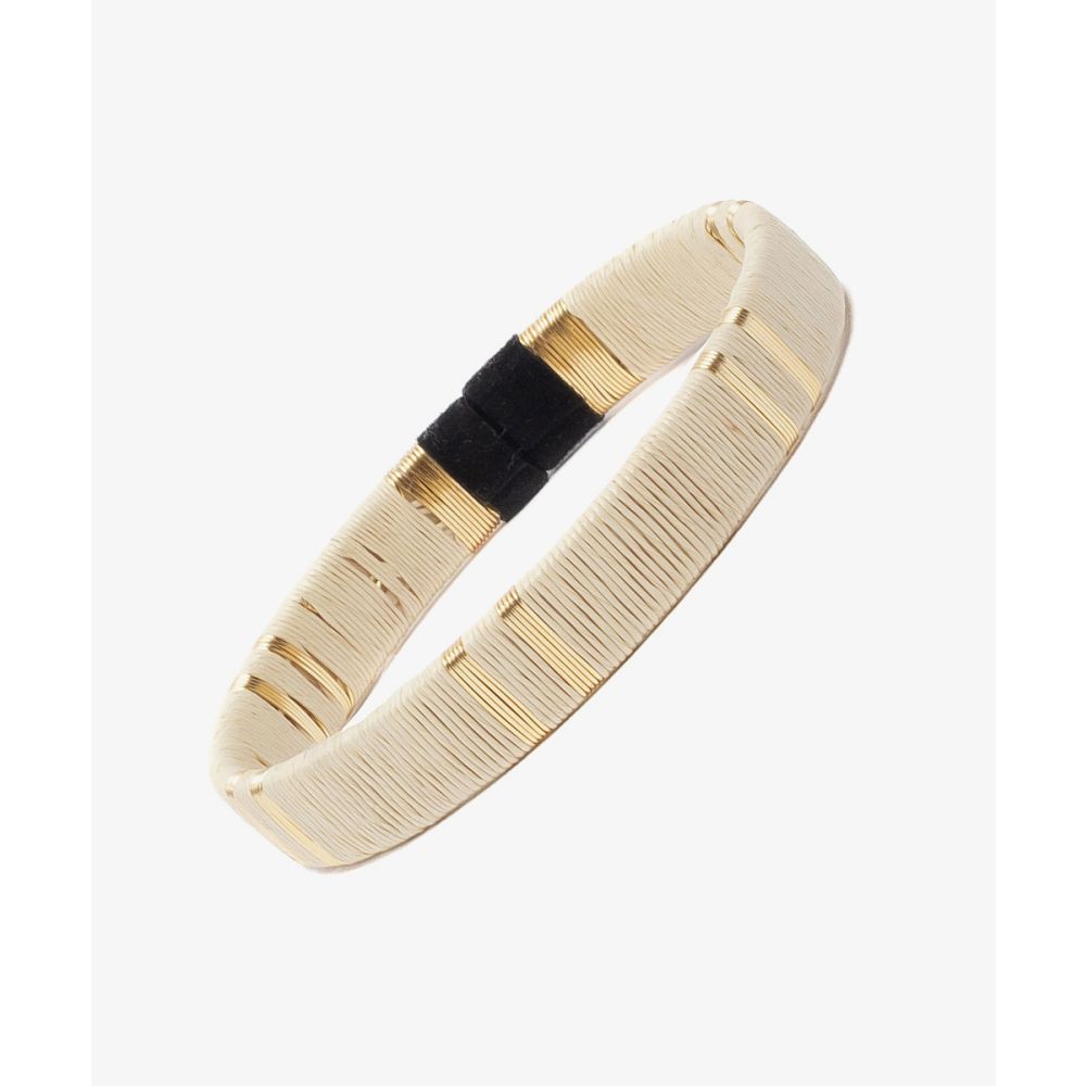 Werregue Color Bracelet, 1 cm, Unit  - BEIGE & GOLDEN DOUBLE STRIPE