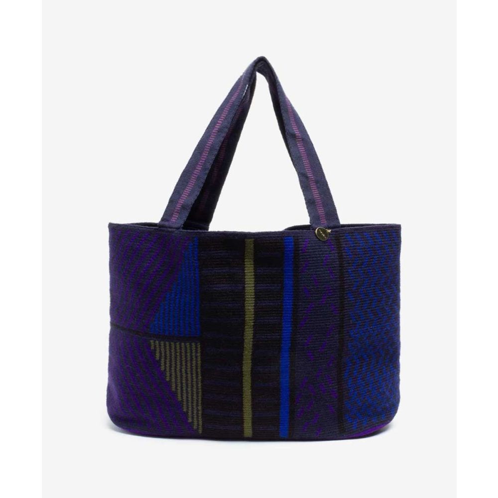 Shopping Bag L - MEMPHIS - PURPLE & ROYAL BLUE