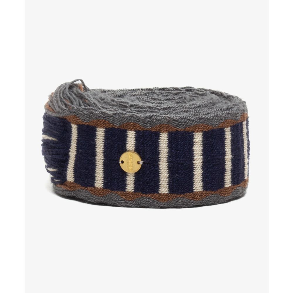 Belt with fringes - BLUE & BROWN