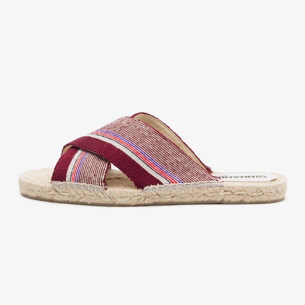 ESPADRILLE WITH CROSSED BAND - ASPEN - BORDEAUX & RED