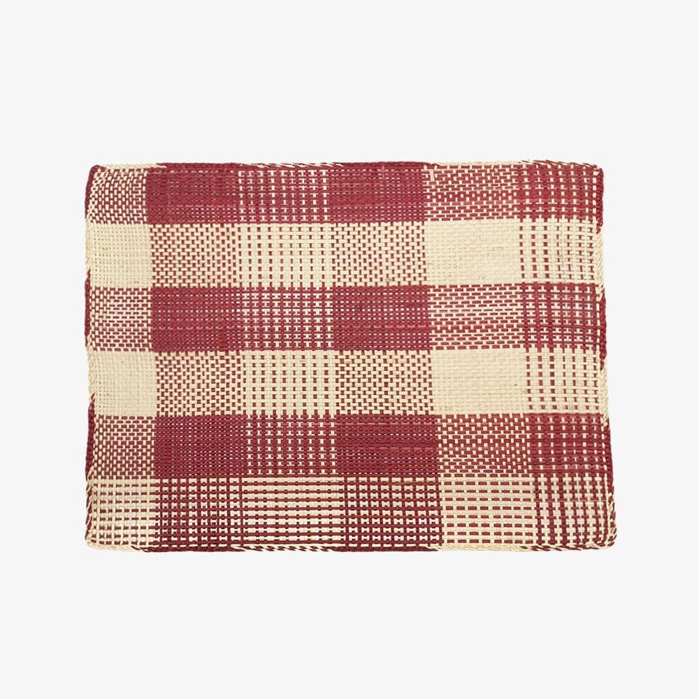 Straw placemat - SET OF 6 - RED & BEIGE