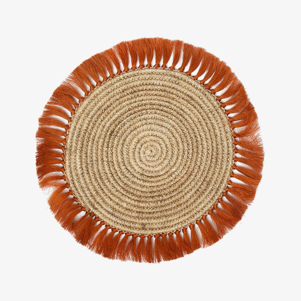 FIQUE PLACEMAT TOAST WITH FRINGES - TERRACOTTA
