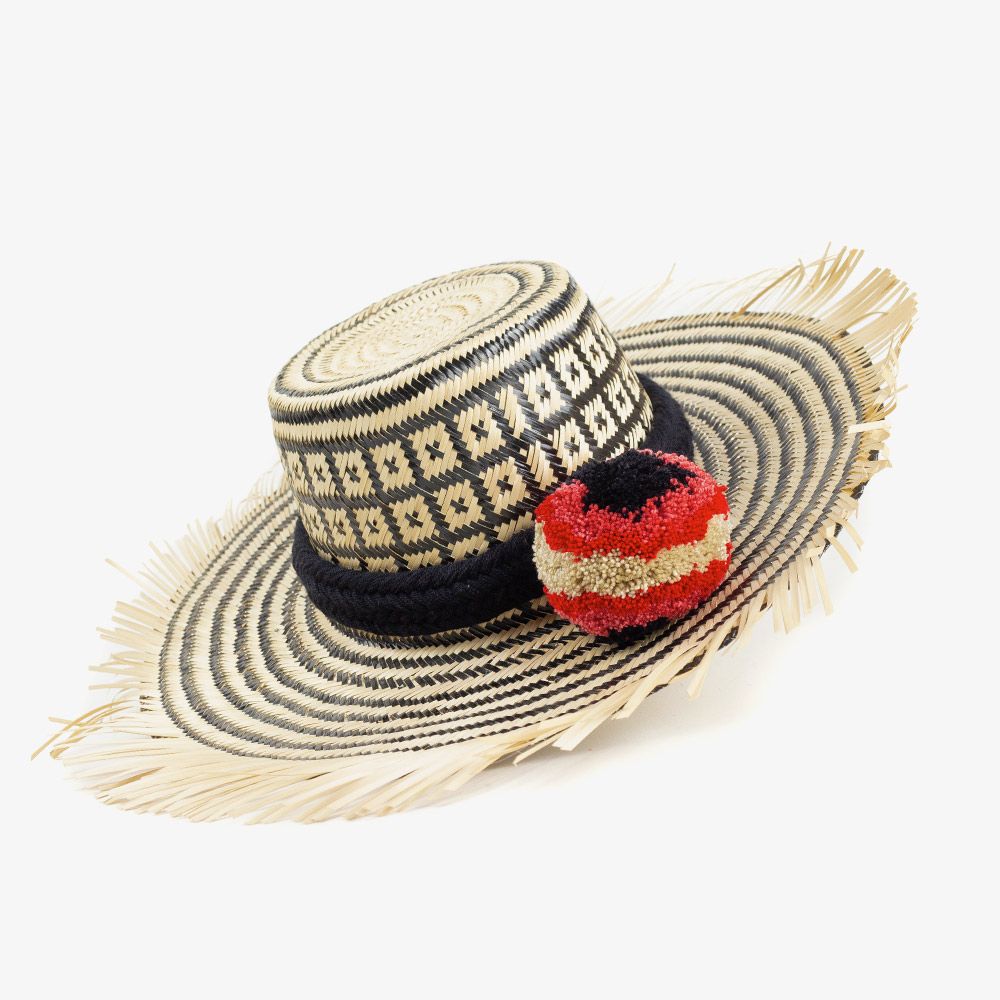 Guanabana Guajiro Hat in Natural and Blue Wayuu Hats – Wuitusu main image 3