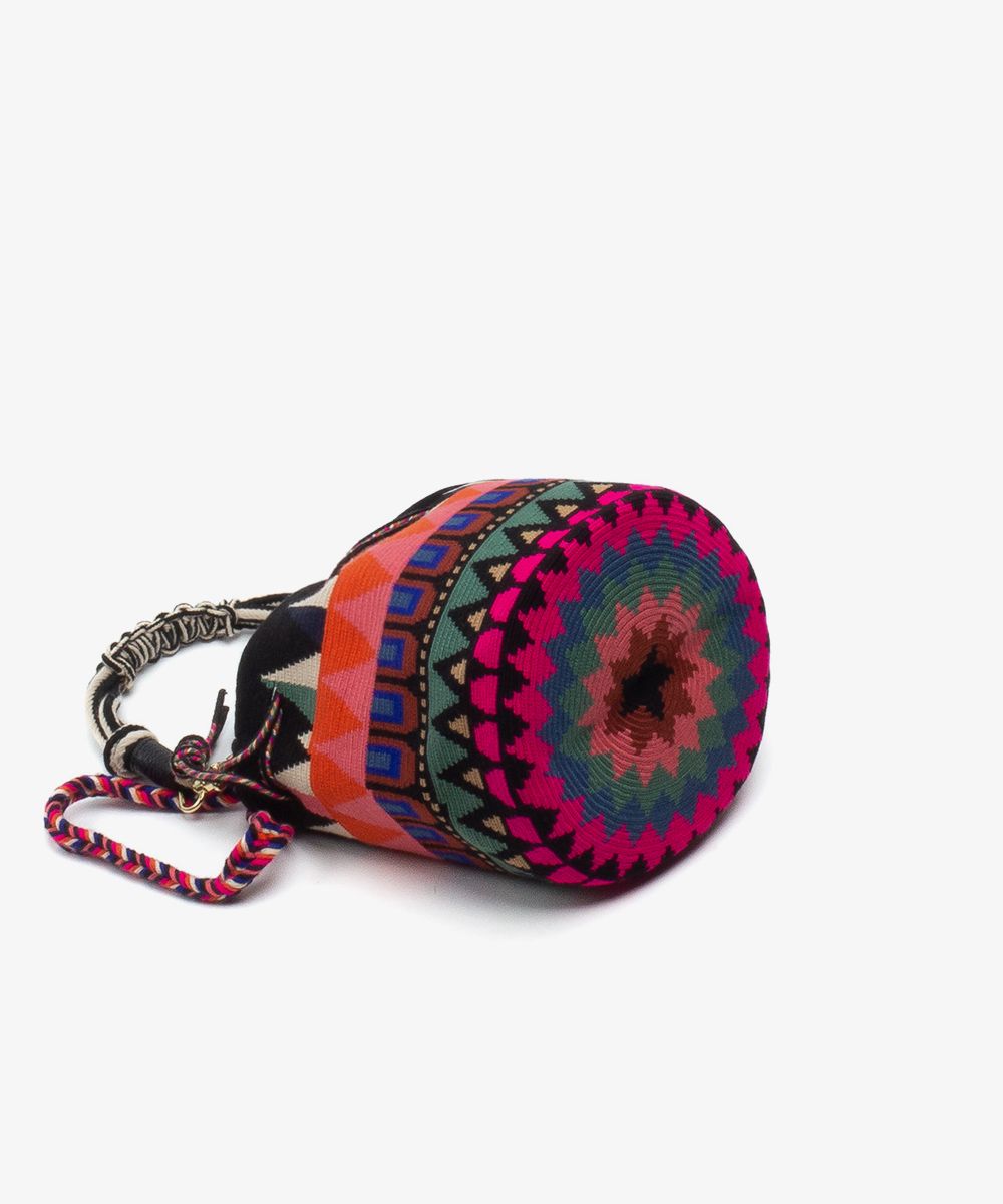 MITRA bag W/ MACRAME STRAP - YAKARTA - EMERALD GREEN & FUCHSIA  Image 1