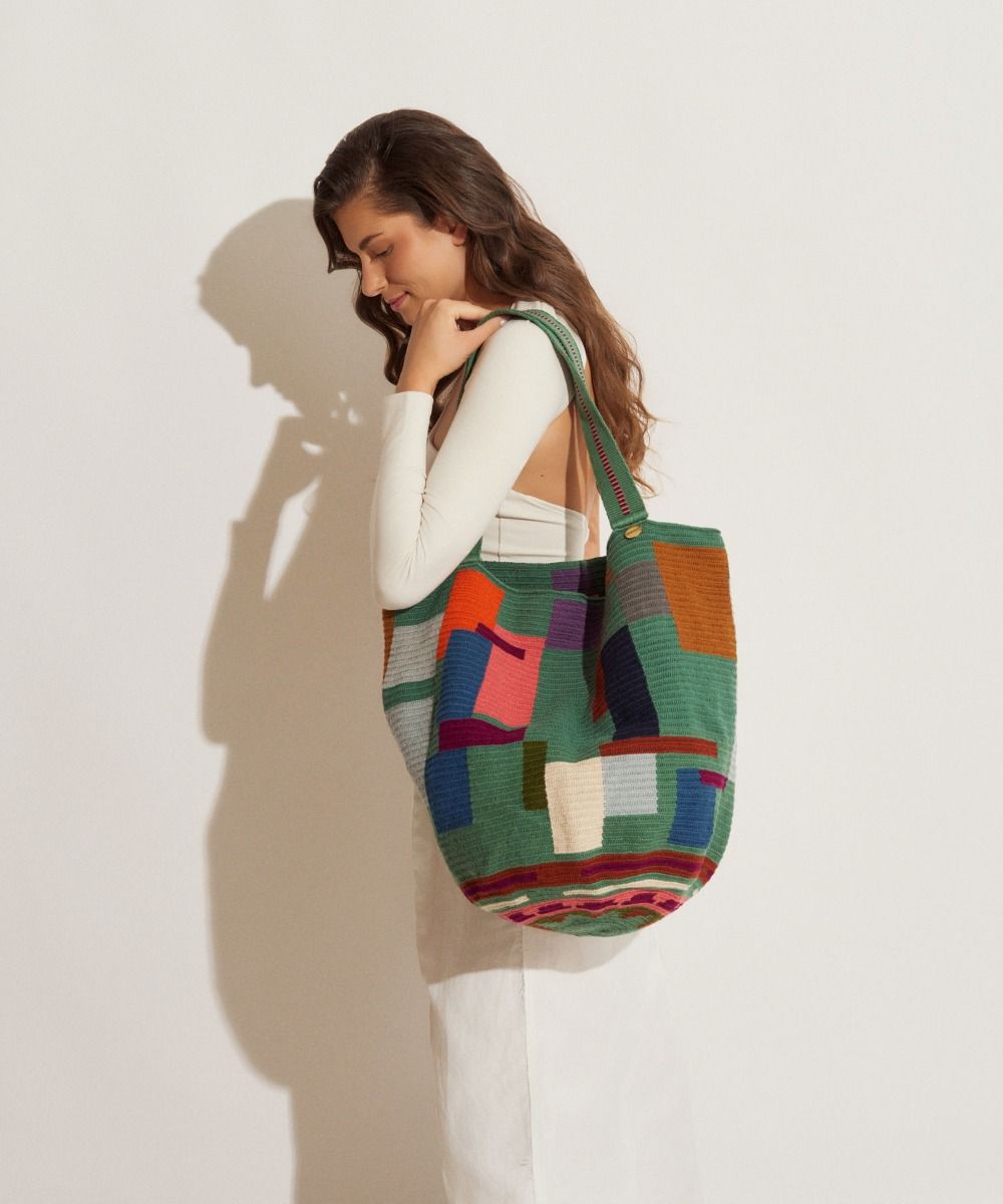 Tote Bag - STARFISH - JADE GREEN & MULTICOLOR