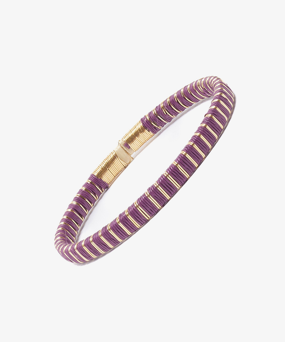 Werregue Color Bracelet, 5 mm, Unit - MAUVE & GOLDEN MULTI STRIPES