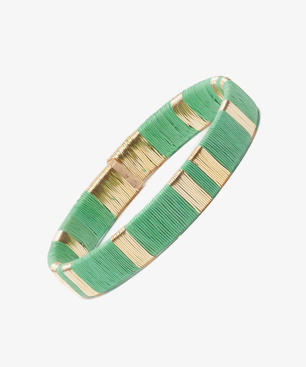 Pulsera Werregue, 1 cm  - MENTA Y DORADO