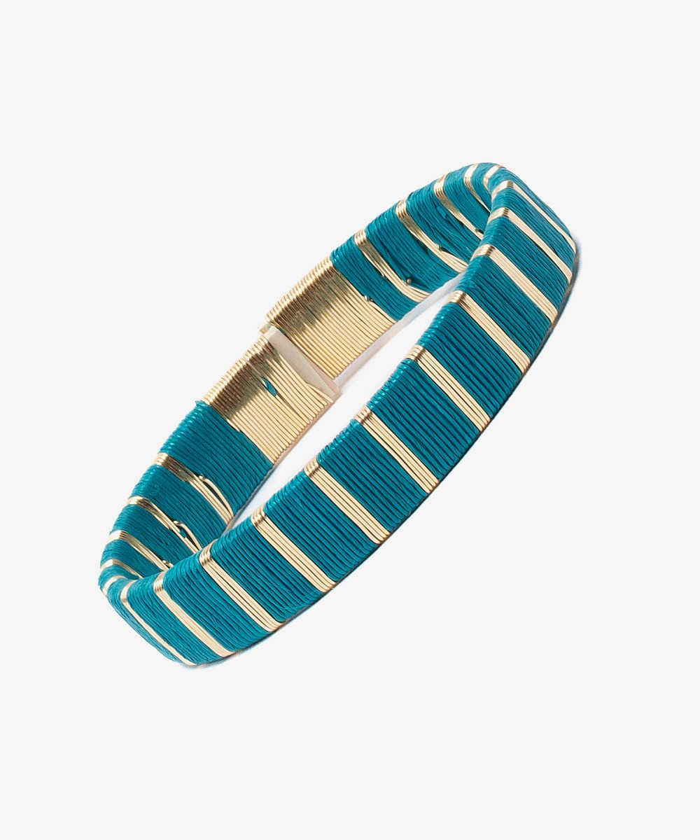 Pulsera Werregue, 1 cm, Unit TURQUESA Y DORADO