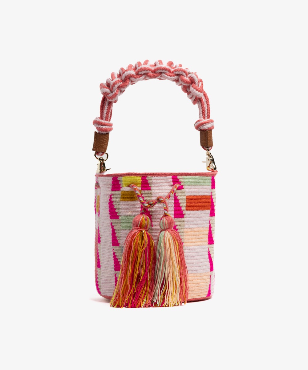 Crossbody Bag M with short macrame handle - 