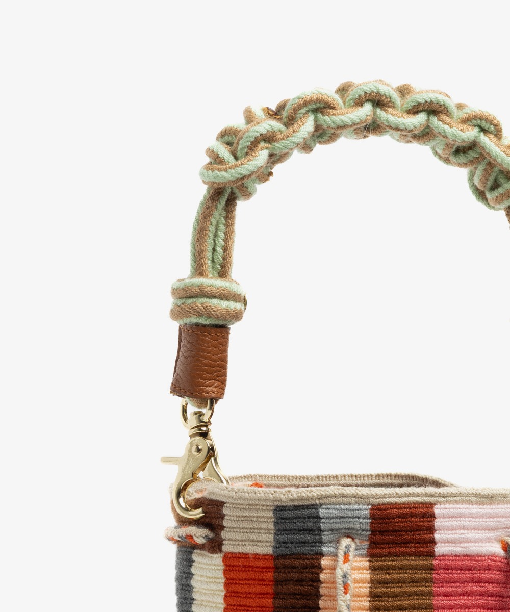 Crossbody Bag M with short macrame handle - PEGASUS - BEIGE