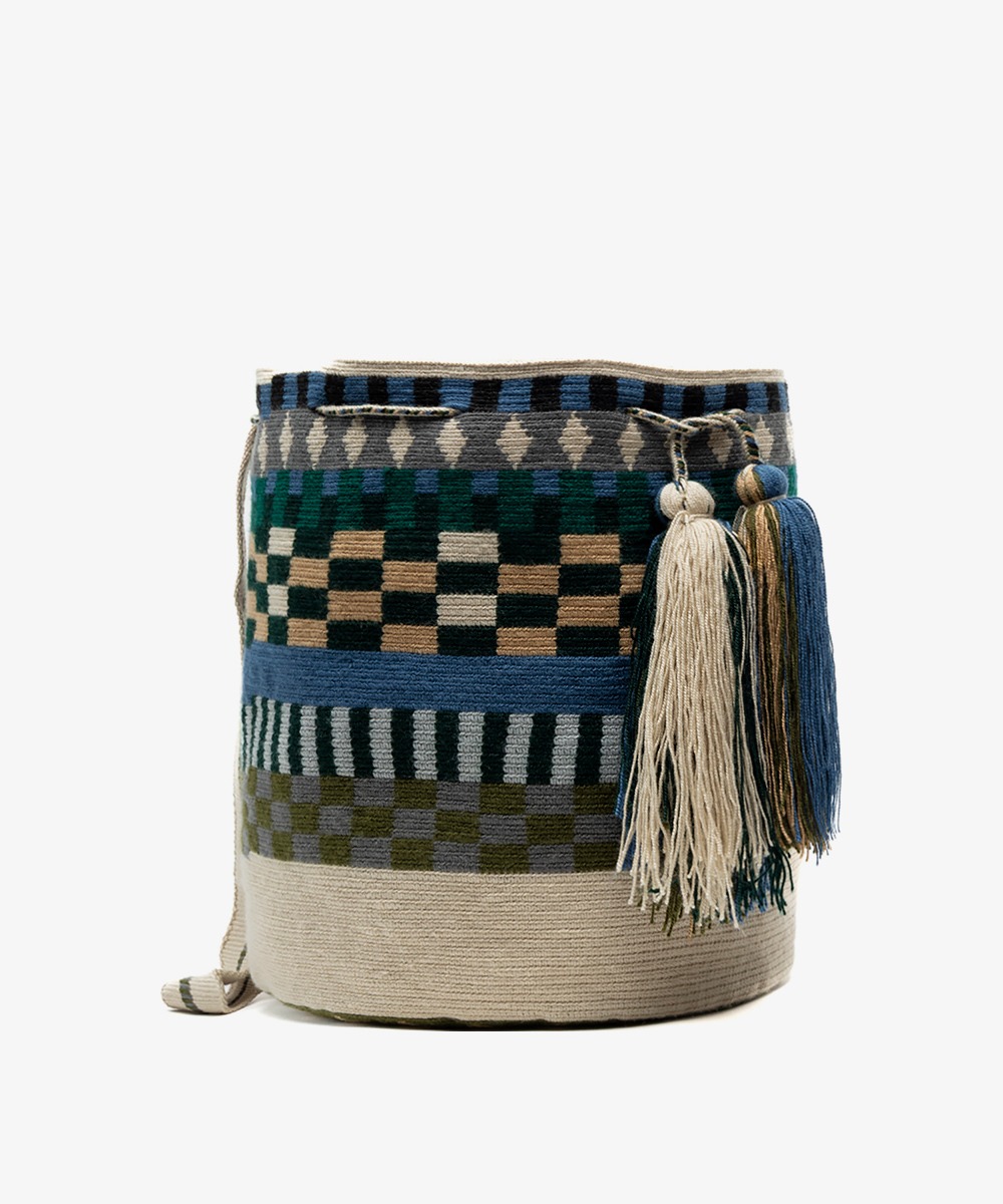 Bolso Cruzado L - POSEIDON - TOSTADO Y AZUL