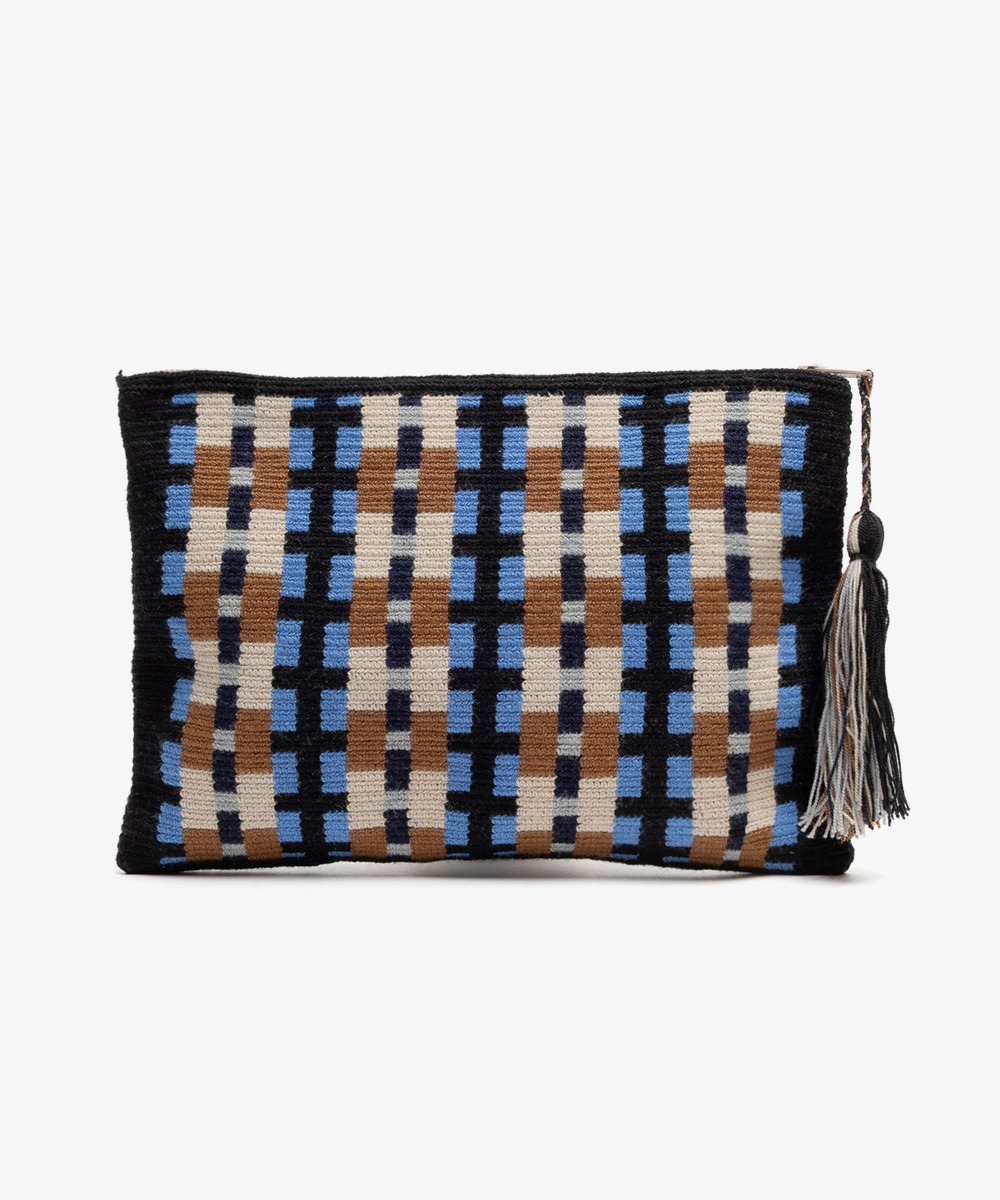 Clutch Bag - BASIL - BROWN & BLUE