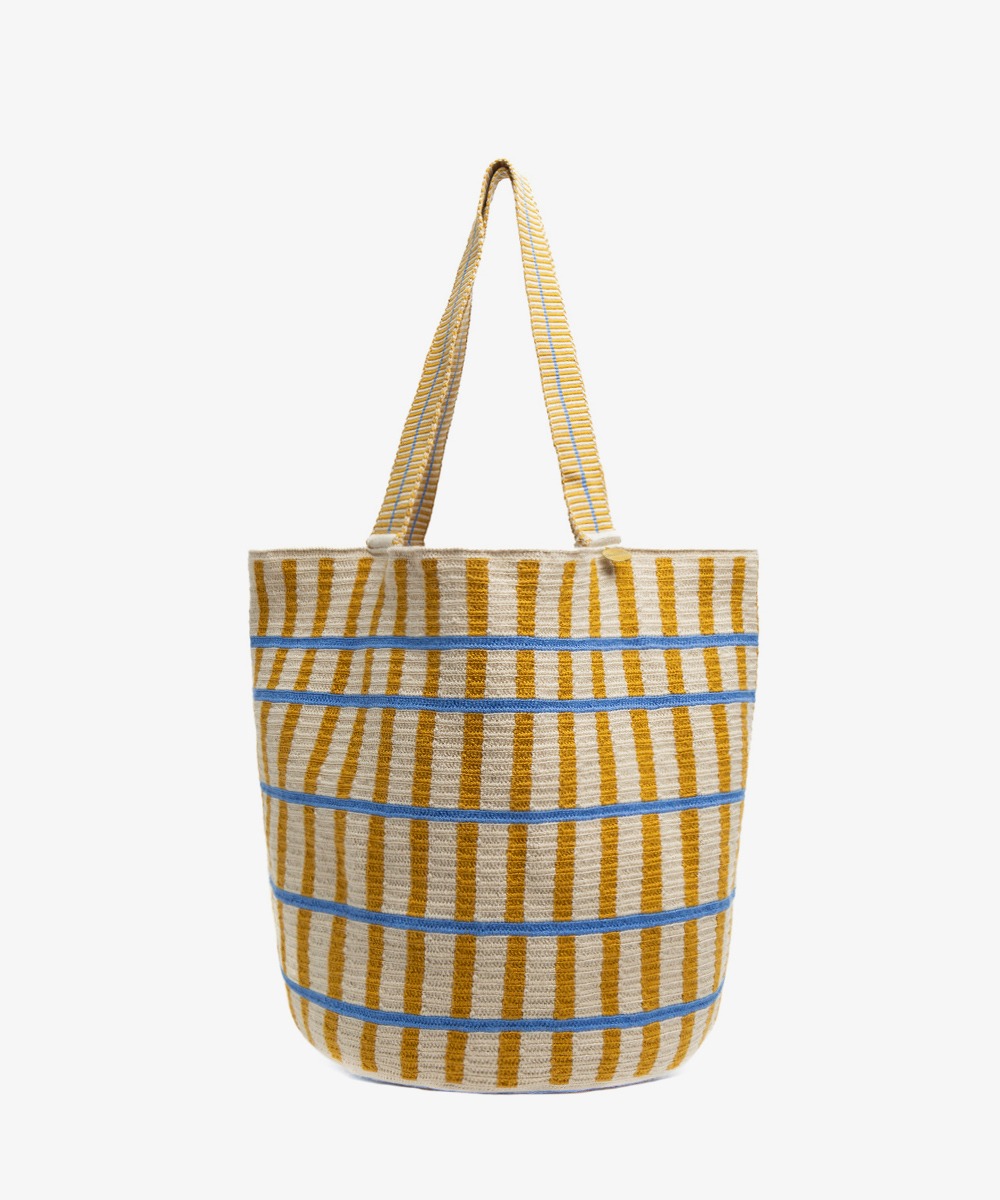 Tote Bag - PEACOCK- MUSTARD & BLUE
