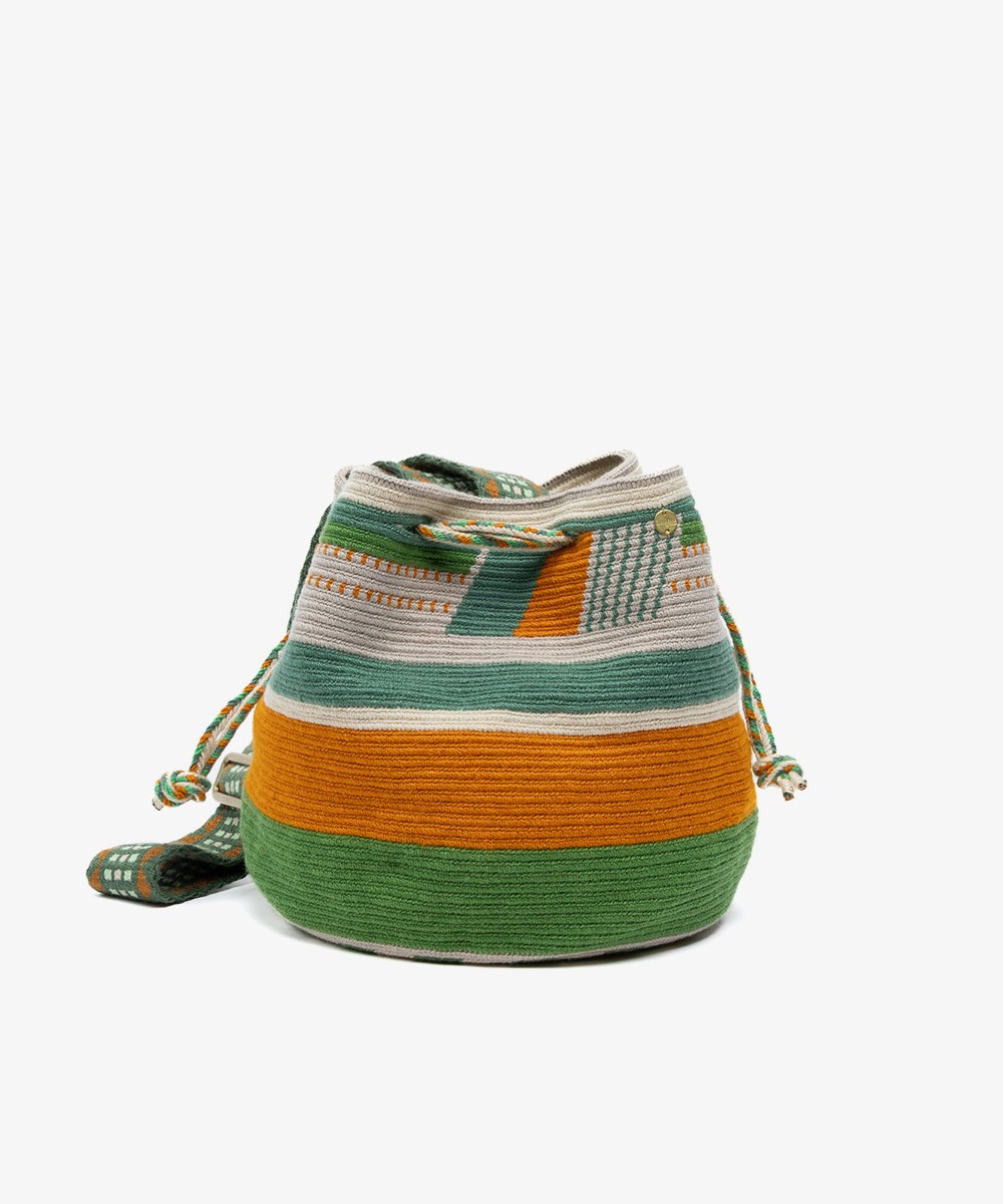 MITRA bag W /LONG ADJUSTABLE STRAP AMARANTH - GREEN & GREY