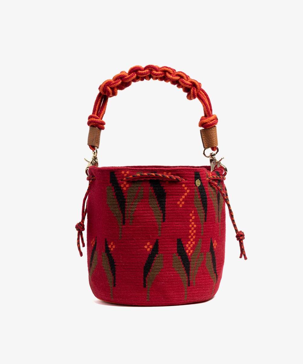 BOLSO MITRA CON ASA DE MACRAMÉ - CHAMALEON - ROSA CLARO Y TOSTADO