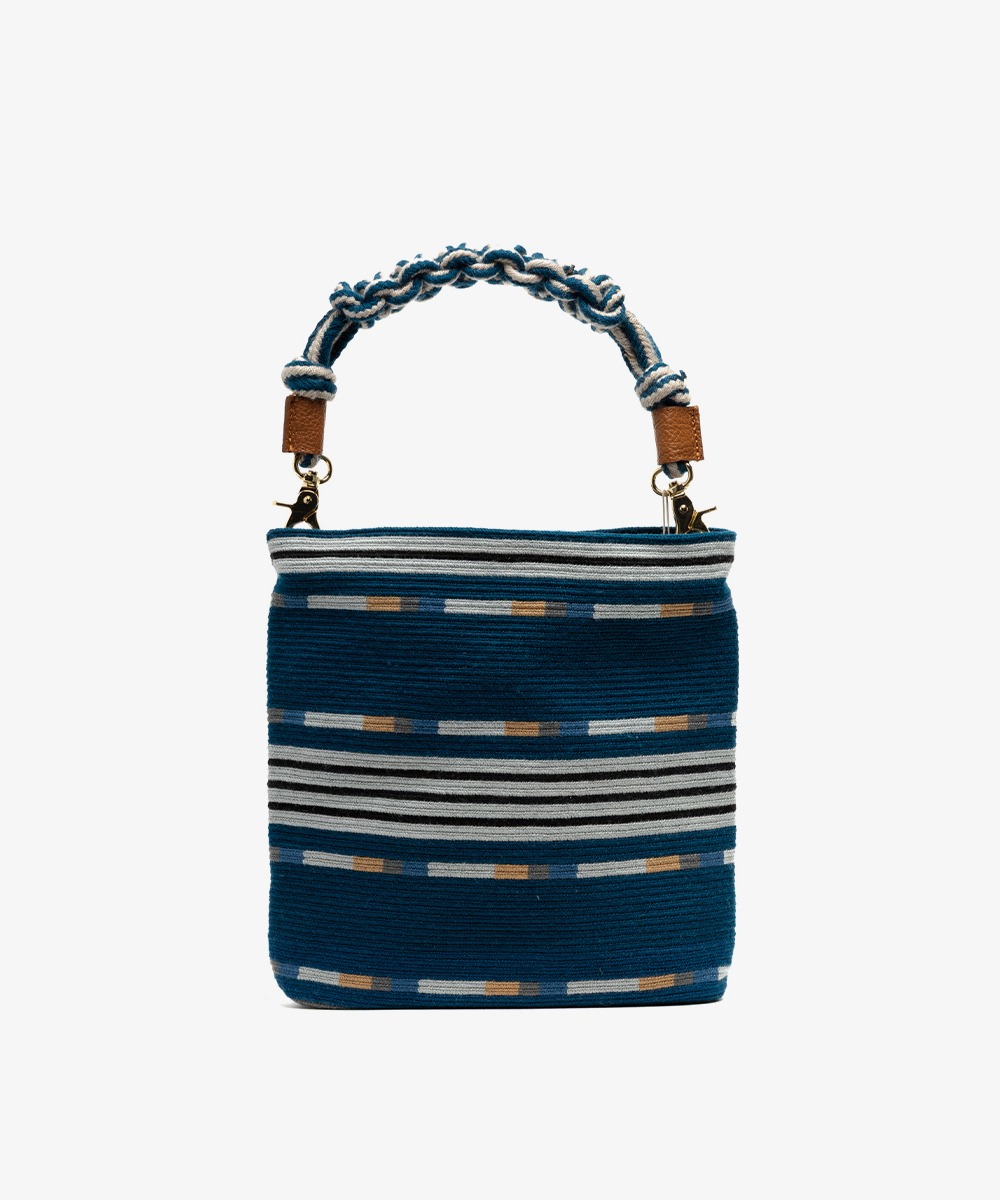 BAG WITH LEATHER - AZUL