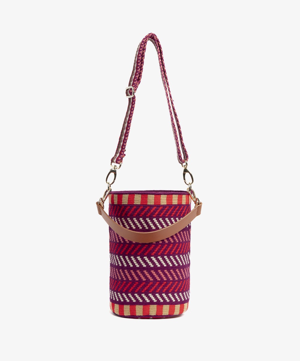 BOLSO CRETA CON ASA DE CUERO - ROJO Y BURDEOS