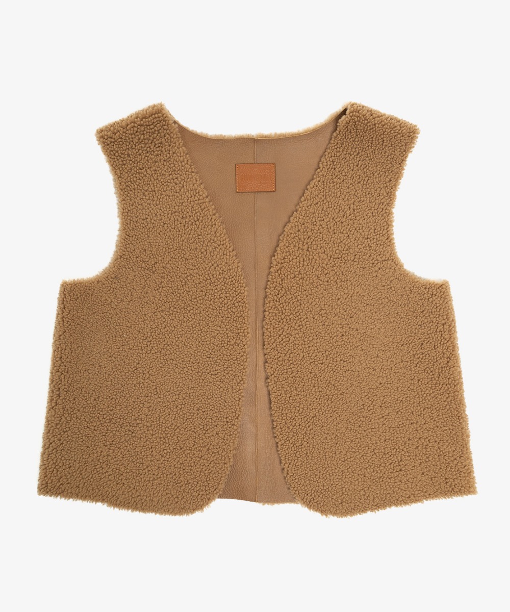 CHALECO PIEL CORDERO HAYES - RIZO CAMEL