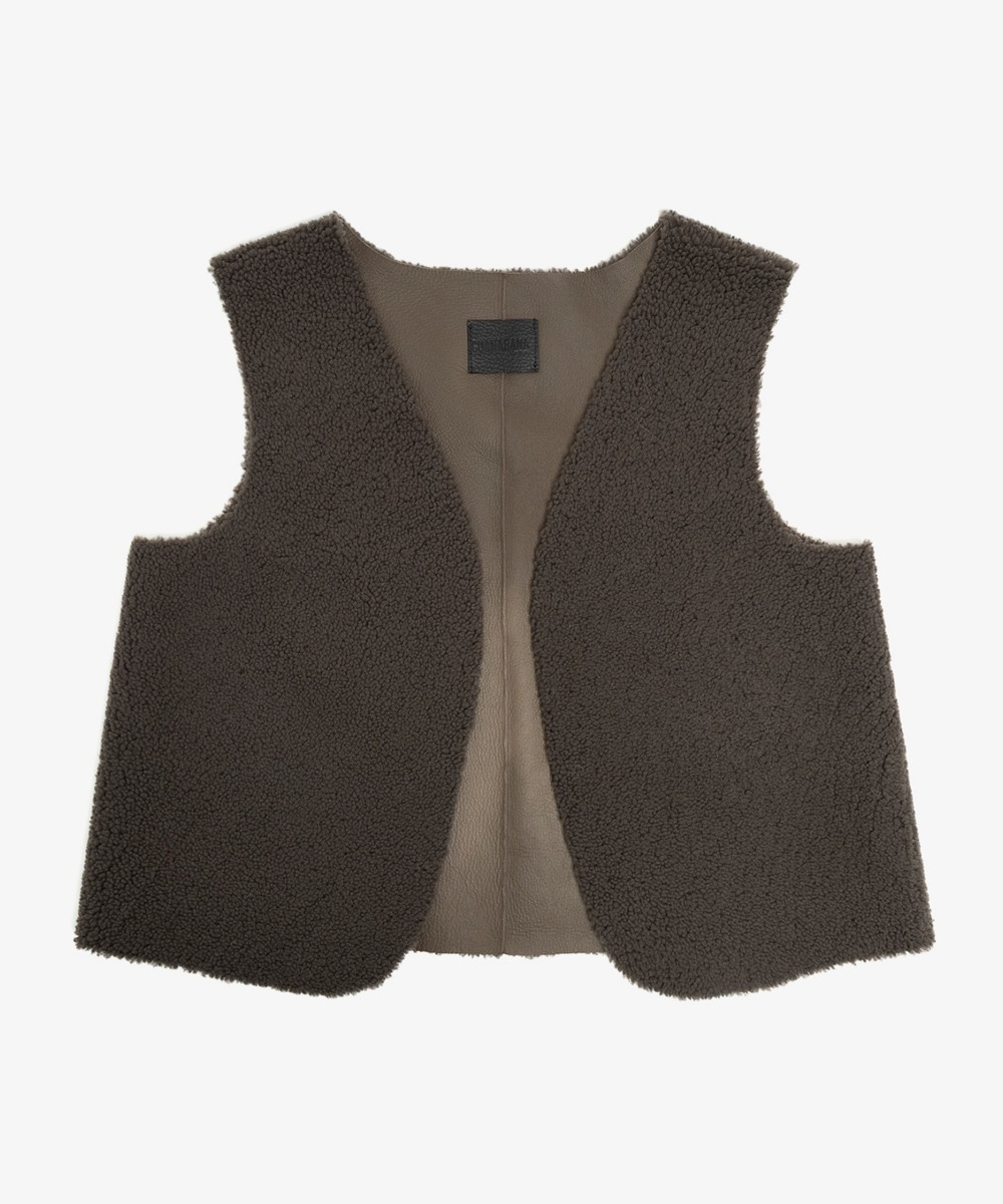 CHALECO PIEL CORDERO  HAYES - RIZO GRIS