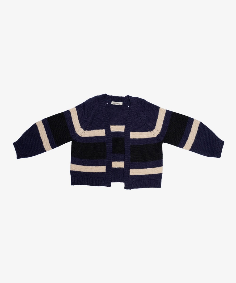 BABY ALPACA CARDIGAN - NAVY BLUE & BEIGE