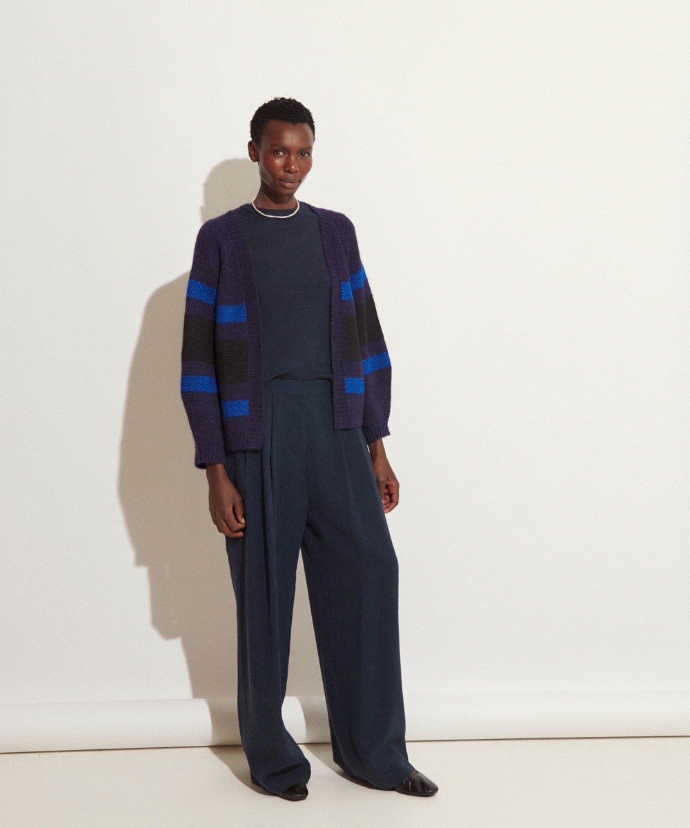 BABY ALPACA CARDIGAN -NAVY & ROYAL BLUE