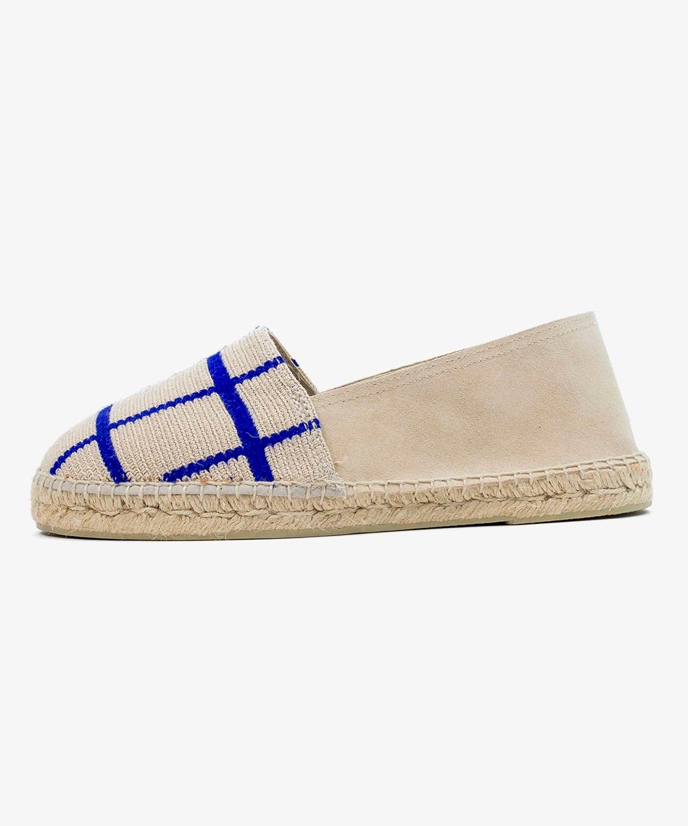 MEN'S ESPADRILLE - SQUARE - BEIGE & BLUE