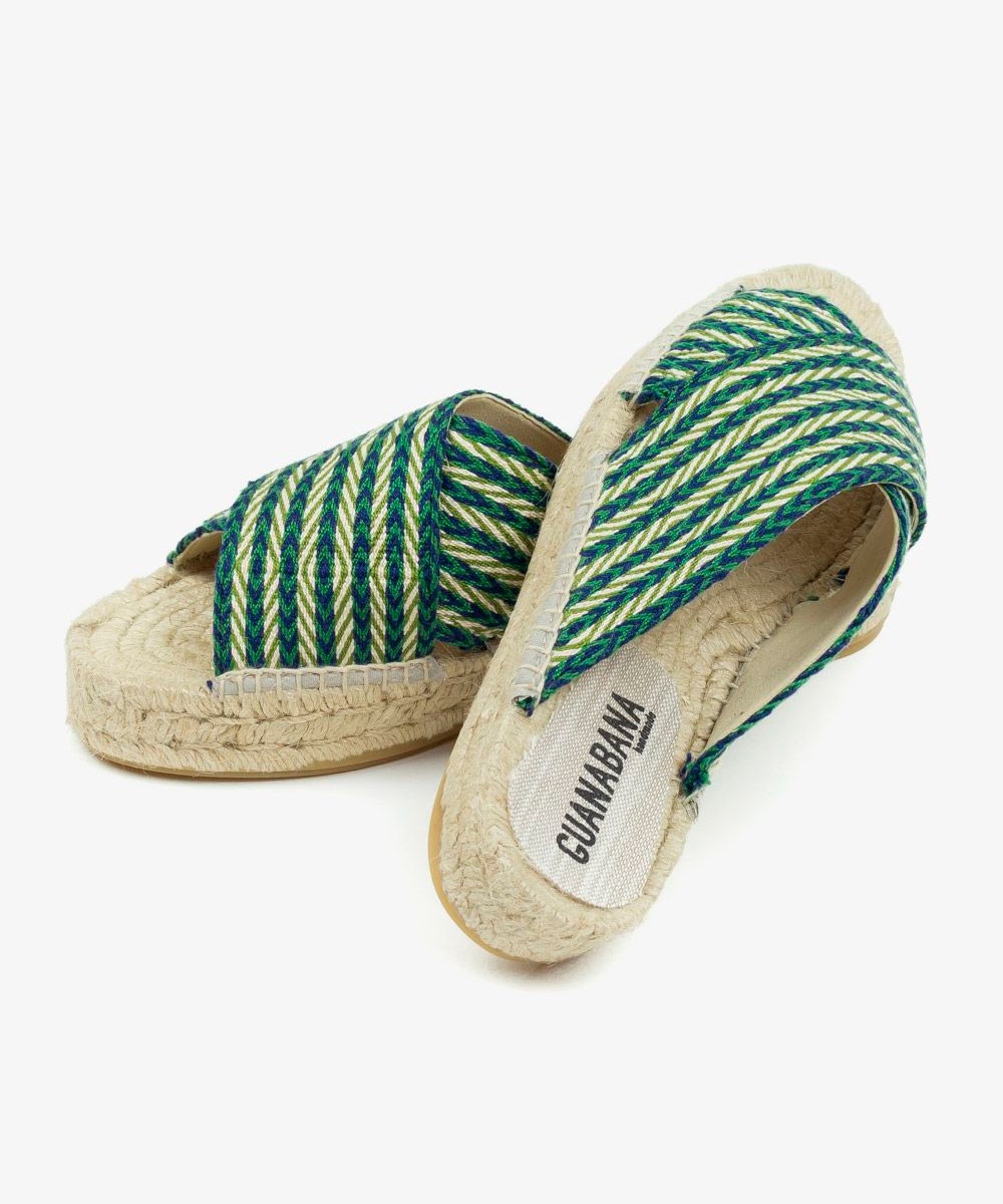 KEFALONIA COTTON ESPADRILLE - LEBANON - GREEN & NAVY