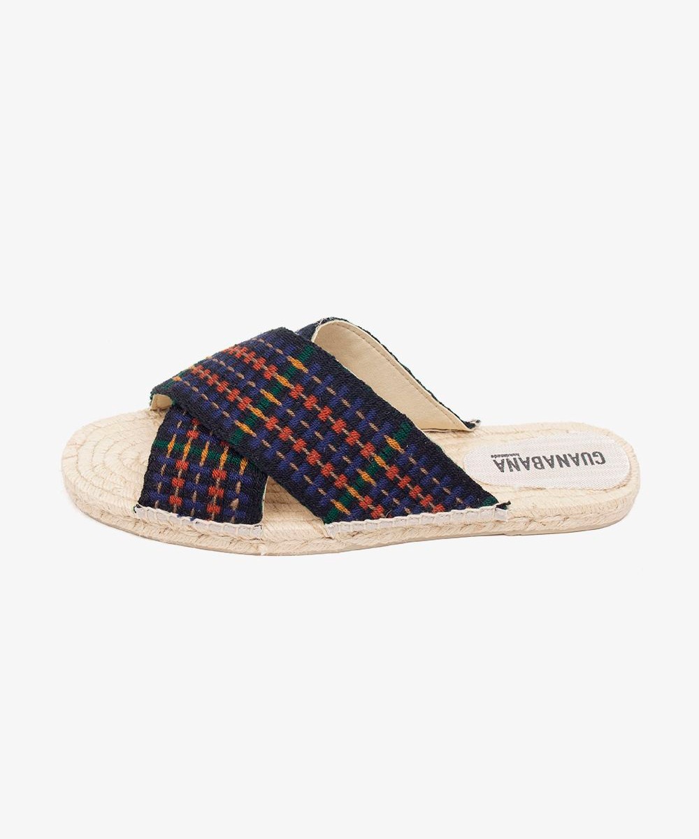 ESPADRILLE WITH CROSSED BAND - NAVY & ORANGE