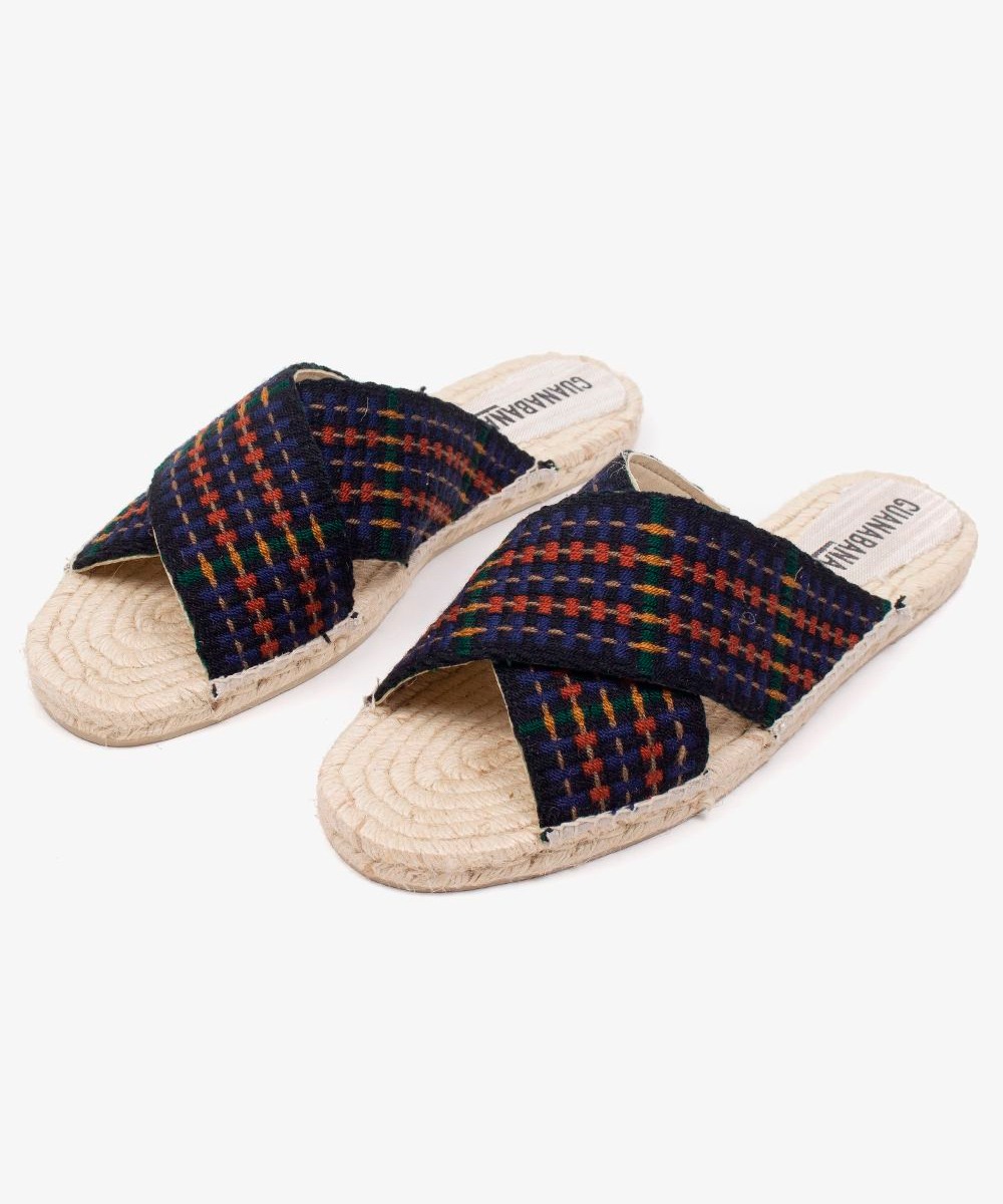 ESPADRILLE WITH CROSSED BAND - NAVY & ORANGE
