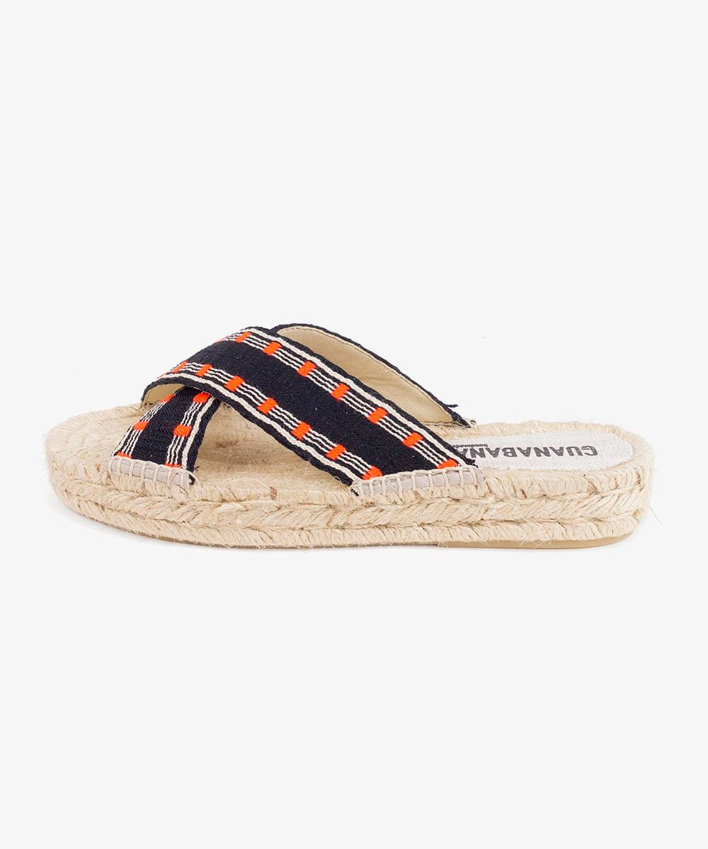 ESPADRILLE WITH CROSSED BAND - WACO - Black & Orange