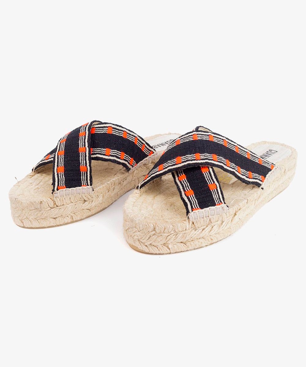 ESPADRILLE WITH CROSSED BAND - WACO - Black & Orange