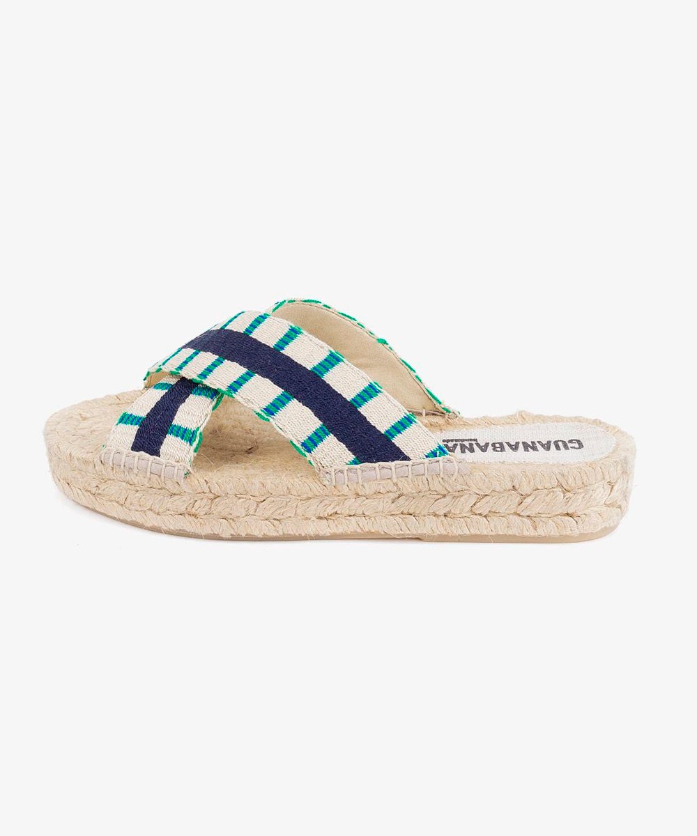 ESPADRILLE WITH CROSSED BAND - ALHAMBRA - Beige & Navy