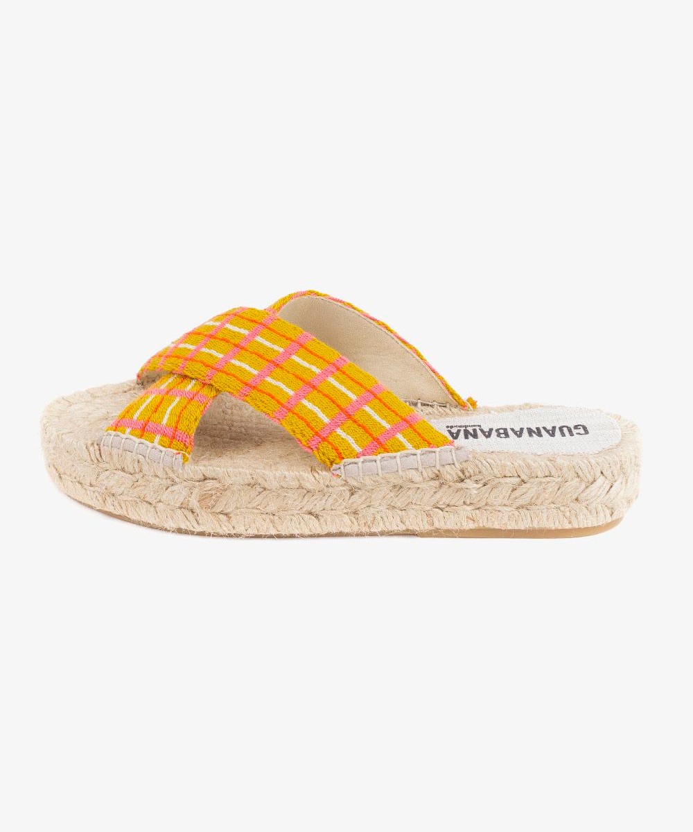ESPADRILLE WITH CROSSED BAND - BERKELEY - MUSTARD & PINK