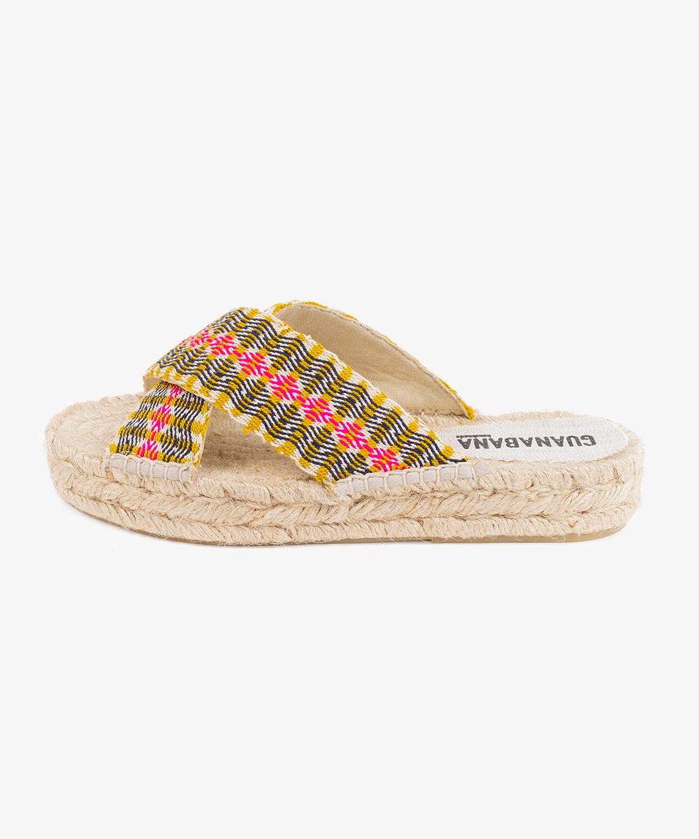 ESPADRILLE WITH CROSSED BAND - BURBANK - YELLOW & PINK