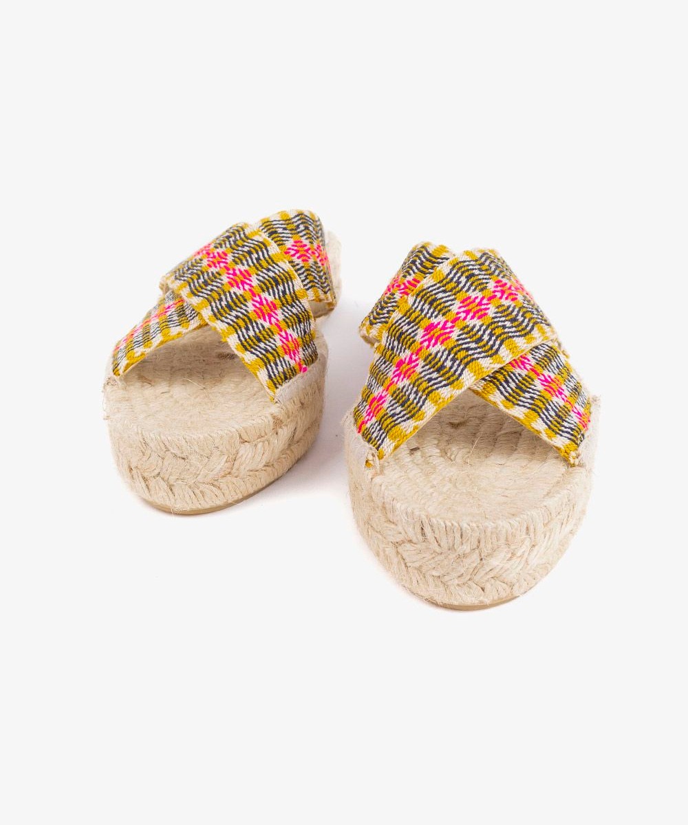 ESPADRILLE WITH CROSSED BAND - BURBANK - YELLOW & PINK